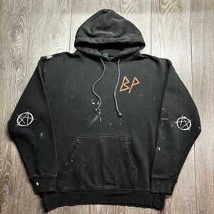 Vintage BP Black Painters Medium Distressed Hoodie Y2K Skate Pentagram Mens